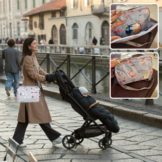 sac a langer babybag gris clair en mouvement