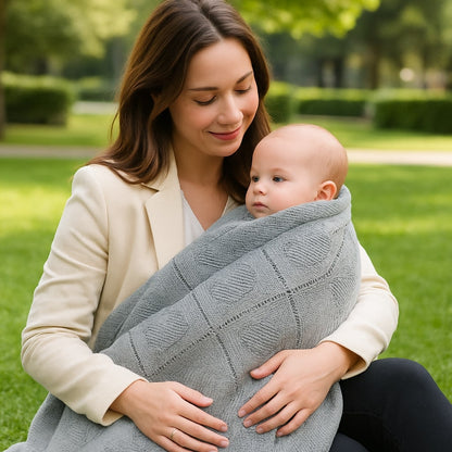 couverture bebe coton tricot matière respirante gris