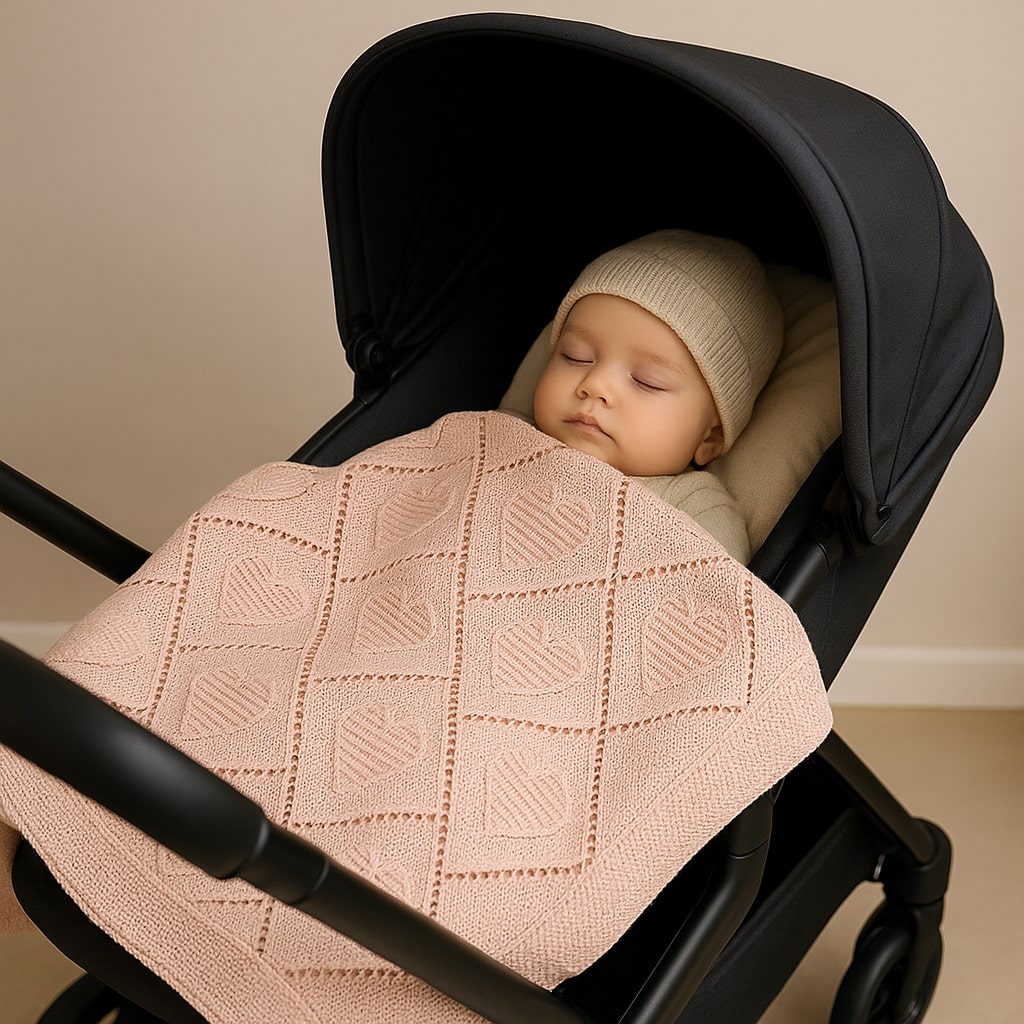 couverture bebe coton tricot rose