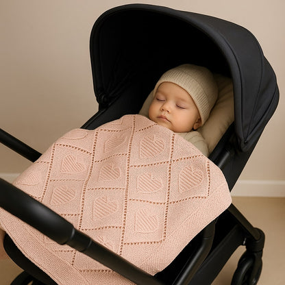 couverture bebe coton tricot rose