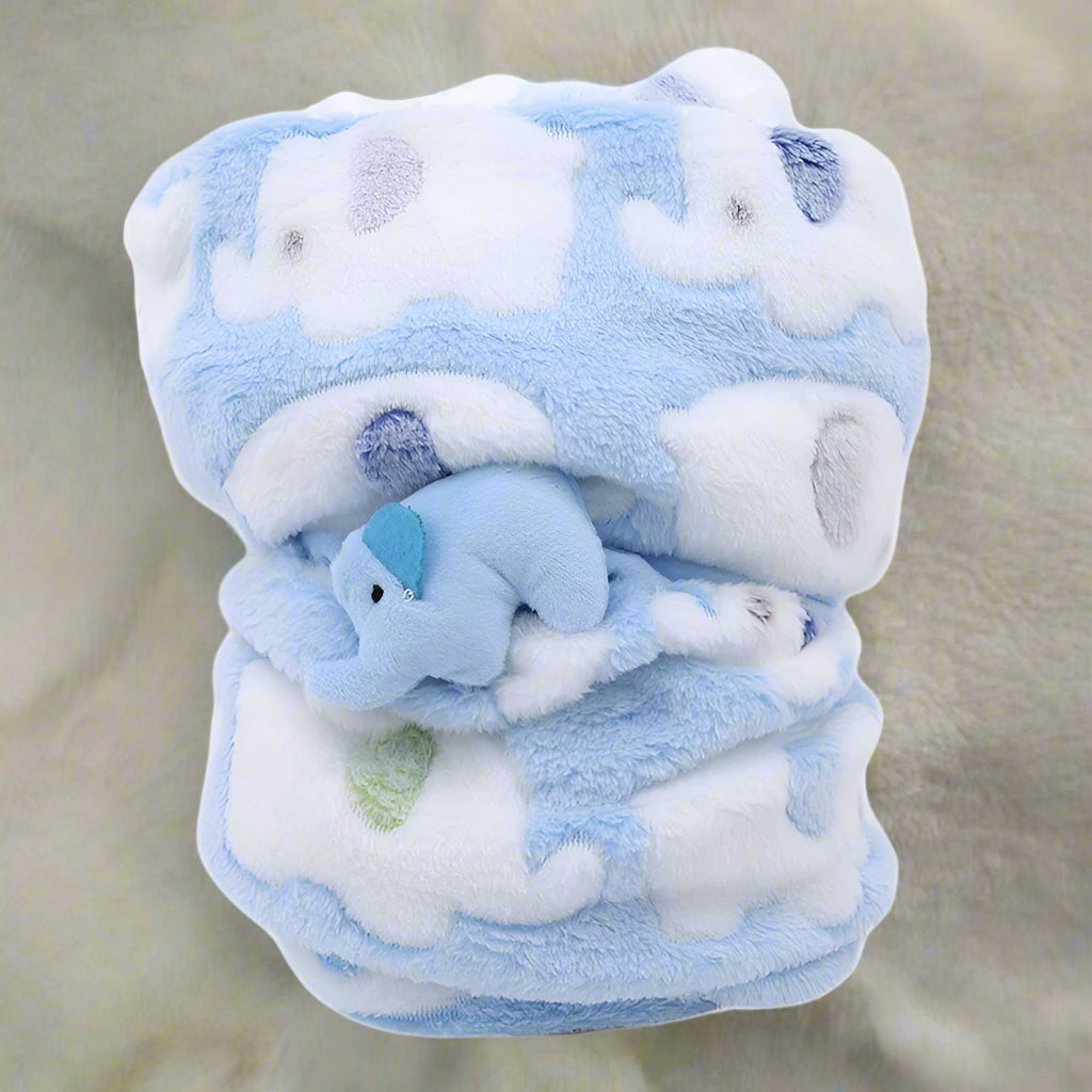 couverture bébé dessin animé éléphant bleu