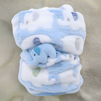 couverture bébé dessin animé éléphant bleu