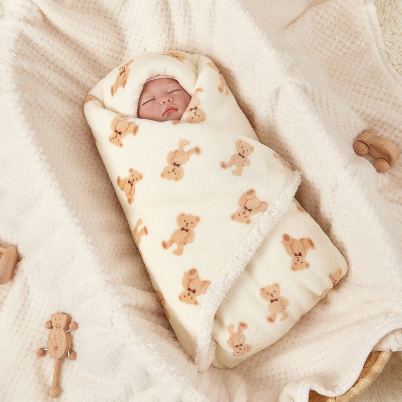 couverture bebe polaire beige emmaillotage hiver