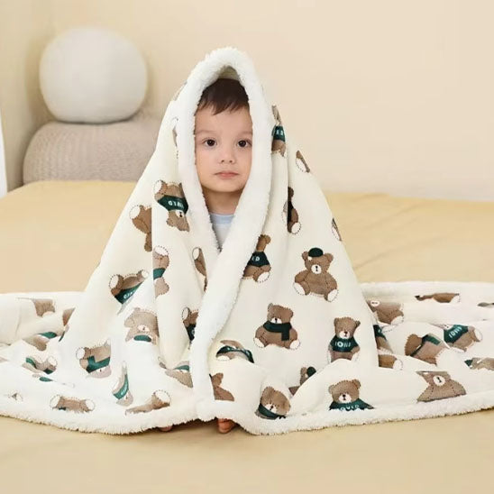 couverture bebe polaire polyvalent  ours vert