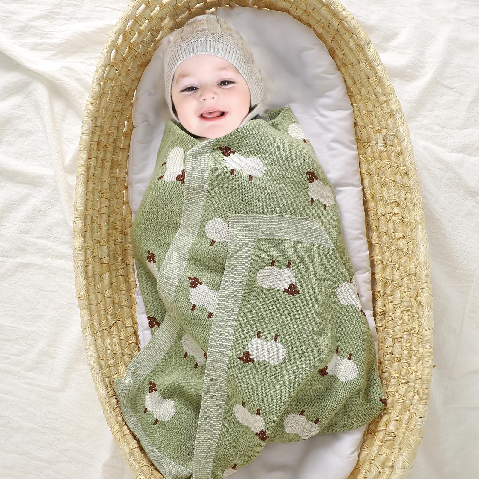 couverture bebe tricotee pour nouveau-né emmaillotage