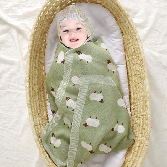 couverture bebe tricotee pour nouveau-né emmaillotage