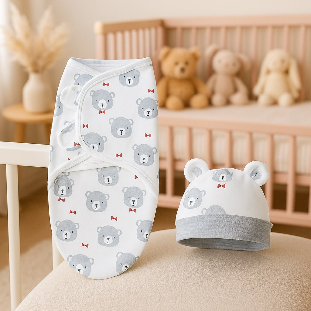 couverture emmaillotage bébé unisexe garçons filles avec bonnet