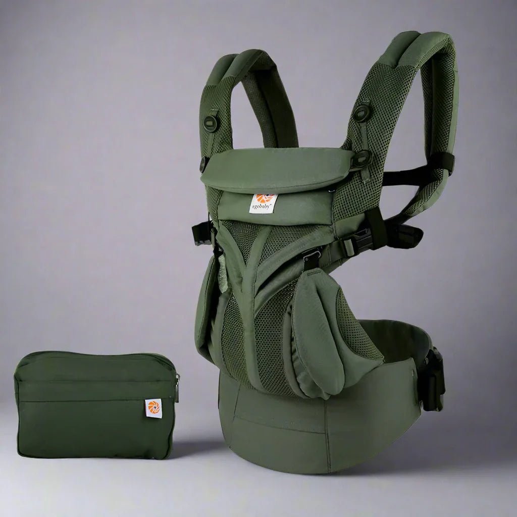 porte bébé breathbabybag vert olive avec pochette