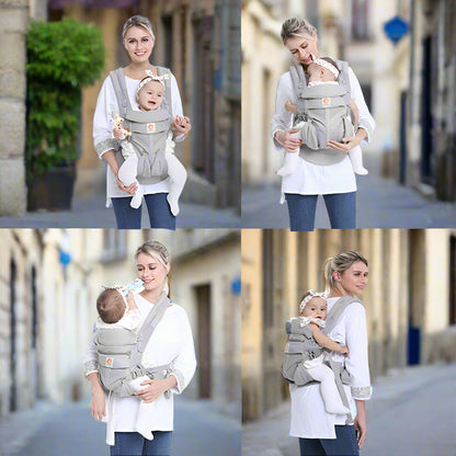 porte-bébé gris confortable avec bébé