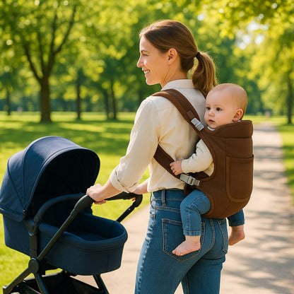porte bebe naissance maron ergonomique position dorsale
