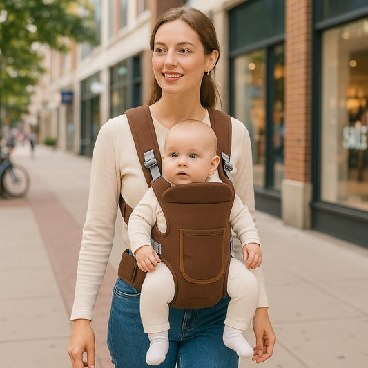 porte bebe naissance maron ergonomique position face au monde