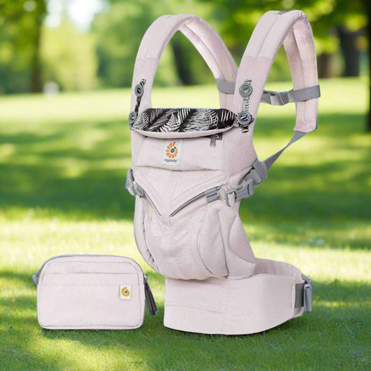 porte bébé rose maille avec pochette