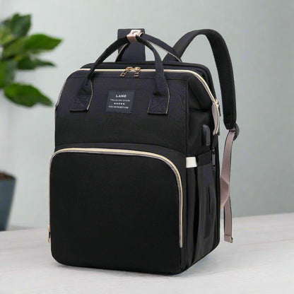 sac à dos à langer pliable noir