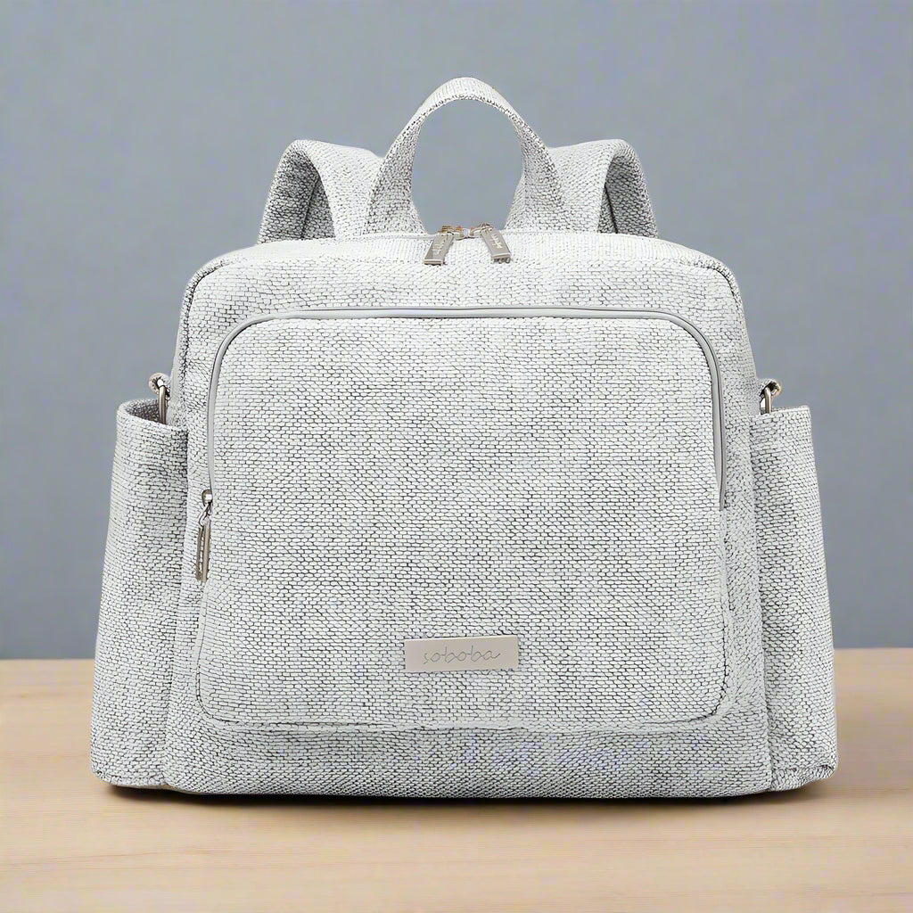 sac à dos à langer imperméable en laine gris