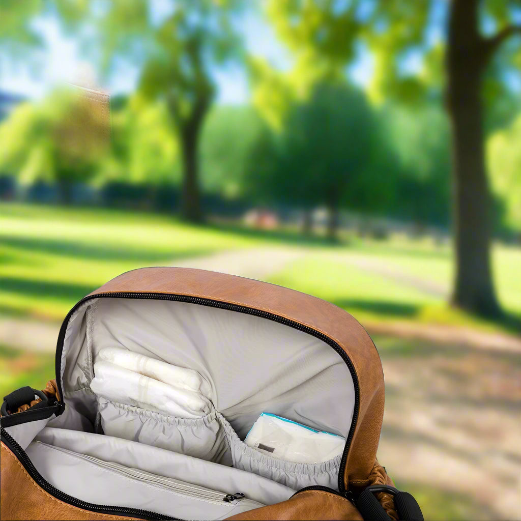 sac à langer à dos rosaabybag poche cachée pour cellulaire