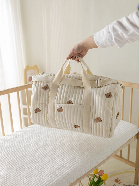 sac a langer bebe beige motif ours