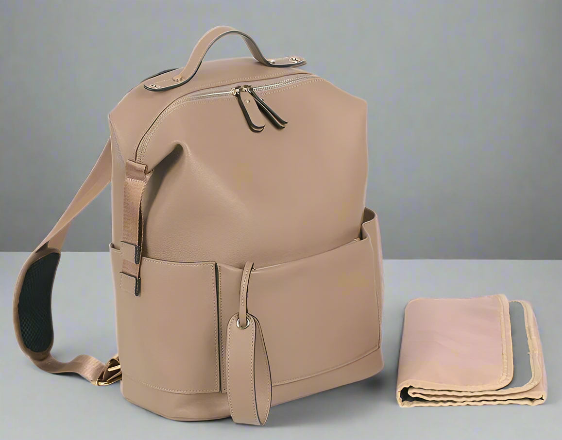 sac à langer sac à dosen cuir pu imperméable camel